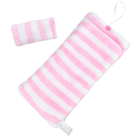 E-TING Handmade Fluff Sleeping Bag for Girl Doll Bedroom Accessories (Pink and White Stripes) - E-TING