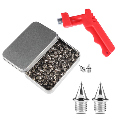 E-TING 120pcs 1/4 Inch Track Spikes, Stainless Steel Track and Cross Country Spikes Golf Shoes Spikes with Spike Wrench, Replacement Spikes for Sprint Sports Short Running Shoes
