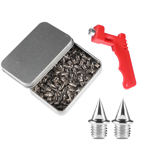 E-TING 120pcs 1/4 Inch Track Spikes, Stainless Steel Track and Cross Country Spikes Golf Shoes Spikes with Spike Wrench, Replacement Spikes for Sprint Sports Short Running Shoes