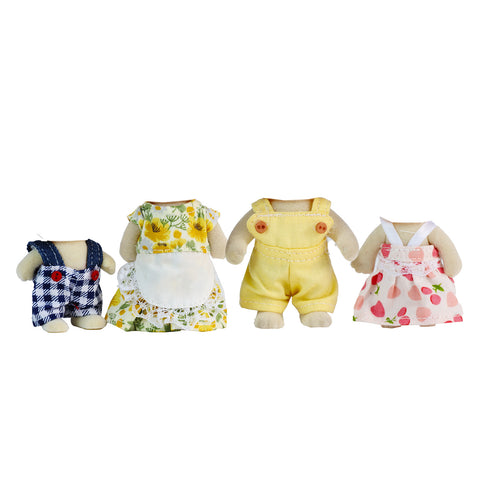 E-TING Family Set Sweet Mother-Daughter and Cool Father-Son Family Dress Up Set for 3-Inch and 2.25-inch Figure Town Series