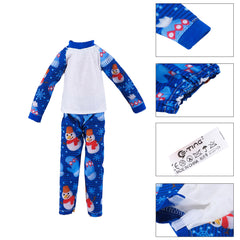E-TING Santa Clothing Blue Snowman Nightshirt Pajamas PJs Nightgown for elf Doll Christmas Accessories - E-TING