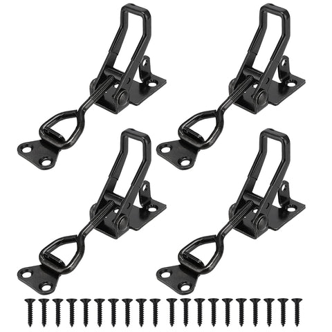 E-TING 4Pack Heavy Duty Toggle Clamp Latch 300Kg 661Lbs Holding Capacity 4003 Pull Latch Clamps Black Adjustable Quick Release Hasp Clamps for Smoker Cabinet Boxes Case Trunk Jig Metal Catch Set - E-TING