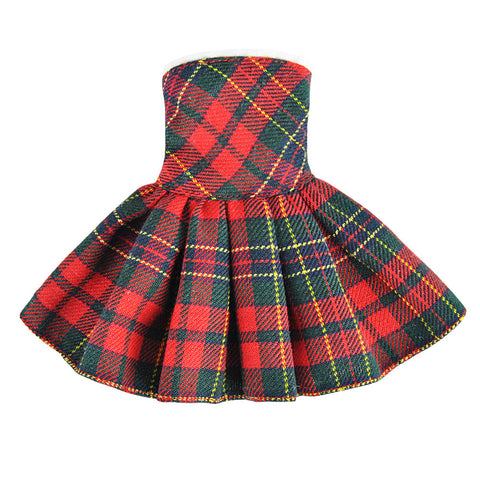 E-TING Santa Clothing for elf Doll Christmas Decoration (Red-Green Plaid Dress) - E-TING