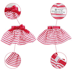 E-TING 3 Pcs Santa Clothing Dress for elf Doll Christmas Accessories (White Skirt + Green Polka Dot Skirt + Red-White Striped Skirt) - E-TING