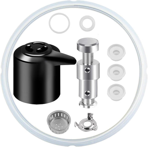 E-TING Replacement Parts Set for Instant Pot Duo 5-Qt,6-Qt, Steam Release Handle, Float Pressure Valve and Anti-Block Shield Silicone Sealing Ring for Pressure Cooker Accessories - E-TING