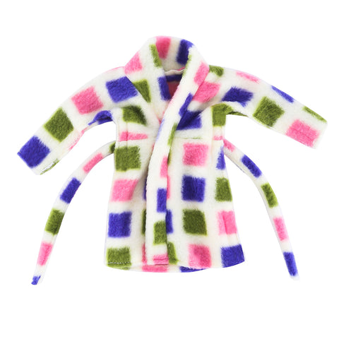 E-TING Santa Clothing Bathrobe Christmas Accessories for elf Doll (Pink Green Purple Plaid Bathrobe) - E-TING