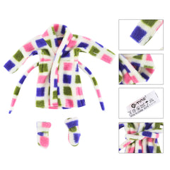 E-TING Santa Clothing Bathrobe Christmas Accessories for elf Doll (Pink Green Purple Plaid Bathrobe) - E-TING