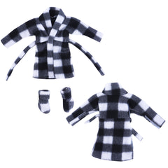 E-TING Santa Clothing Bathrobe Christmas Accessories for elf Doll (Black and White Plaid Bathrobe) - E-TING