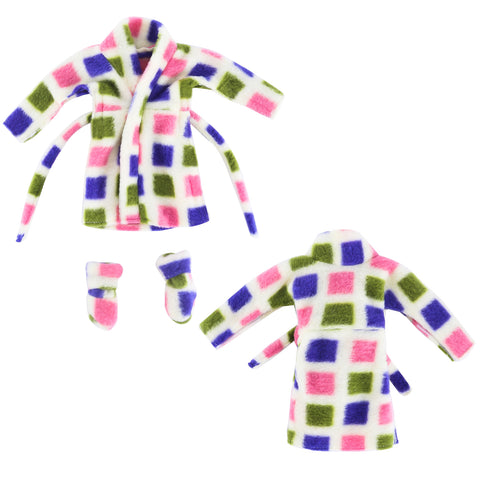 E-TING Santa Clothing Bathrobe Christmas Accessories for elf Doll (Pink Green Purple Plaid Bathrobe) - E-TING