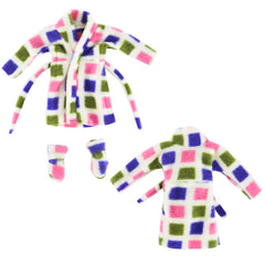 E-TING Santa Clothing Bathrobe Christmas Accessories for elf Doll (Pink Green Purple Plaid Bathrobe) - E-TING