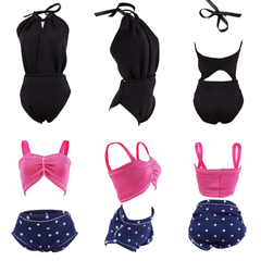 E-TING 16 Items= 5Pcs Doll Beach Bikini Swimsuit with 1 Pool Swim Ring + 10Pairs Shoes for 11.5 inch Girl Doll（Random Style）