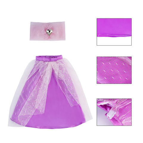 E-TING Santa Clothes Pink Tulle Skirt Purple Gala Shawl Gown for elf Doll Christmas Accessories