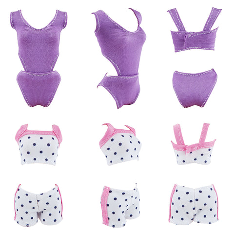 E-TING 16 Items= 5Pcs Doll Beach Bikini Swimsuit with 1 Pool Swim Ring + 10Pairs Shoes for 11.5 inch Girl Doll（Random Style）