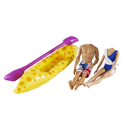 E-TING Beach Bikini Swimsuit Swimtrunk with Toy Boat Ship Kayak Accessories for 11.5-inches Girl Doll and 12-inches Boy Doll - E-TING