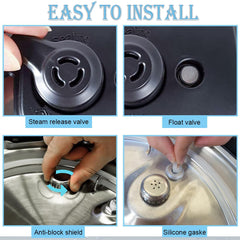 E-TING Replacement Parts Set for Instant Pot Duo 5-Qt,6-Qt, Steam Release Handle, Float Pressure Valve and Anti-Block Shield Silicone Sealing Ring for Pressure Cooker Accessories