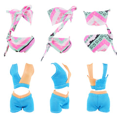 E-TING 16 Items= 5Pcs Doll Beach Bikini Swimsuit with 1 Pool Swim Ring + 10Pairs Shoes for 11.5 inch Girl Doll（Random Style）