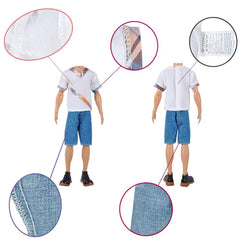 E-TING 10-Item Fantastic Pack = 5 Sets Fashion Casual Wear Clothes Outfit +5 Pairs Shoes for boy Doll Random Style (Casual Wear Clothes + Black Suit + Swimwear) - E-TING