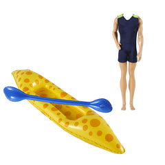 E-TING Beach Short Sleeve One Piece Swimwear Swimsuit with Toy Boat Ship Kayak Accessories for 12-inches Boy Doll - E-TING