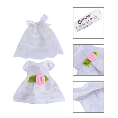 E-TING Wedding Set Beautiful Gown White Bride Dress with Veil and Groom Business Suit Outfit for 3-Inch Figure - E-TING