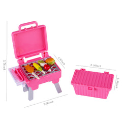 E-TING 12 Pcs Family Party Set,Dollhouse Miniature Square Barbecue Grill with Mini Skewers,Sweet Mother-Daughter Cool Father-Son Family Dress Up Set for 3-Inch and 2.25-inch Figure Town Series - E-TING