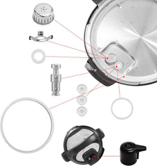 E-TING Replacement Parts Set for Instant Pot Duo 5-Qt,6-Qt, Steam Release Handle, Float Pressure Valve and Anti-Block Shield Silicone Sealing Ring for Pressure Cooker Accessories
