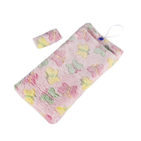 E-TING Handmade Fluff Sleeping Bag for Girl Doll Bedroom Accessories (Pink butterfly) - E-TING