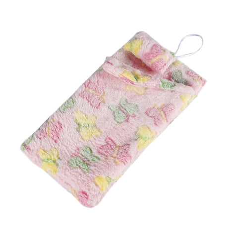 E-TING Handmade Fluff Sleeping Bag for Girl Doll Bedroom Accessories (Pink butterfly) - E-TING