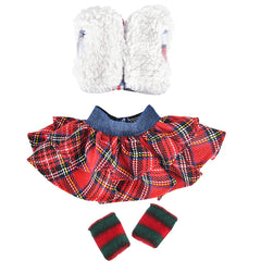 E-TING Santa Clothing Fluffy Vest+ Plaid Skirt Accessories for elf Doll Christmas Decoration - E-TING