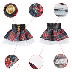 E-TING Santa Clothing Red-Blue Plaid Dress with Boots for elf Doll Christmas Decoration - E-TING