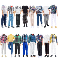 E-TING 10-Item Fantastic Pack = 5 Sets Fashion Casual Wear Clothes Outfit with 5 Pair Shoes for boy Doll Random Style (Leather Jacket + Casual Wear Clothes + Swimwear) - E-TING