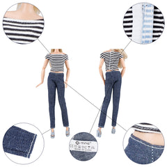 E-TING 5 Set Doll Clothes Casual Wear Outfit 5 Tops 5 Trousers Pants for 11.5″ Girl Doll Gift (Style B) - E-TING
