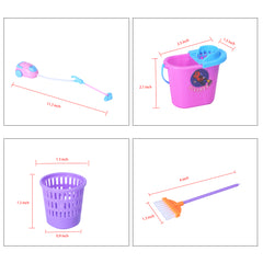 E-TING Miniature Mop Dust Pan, Brush, Broom, Bucket Doll Housework Cleaning Set Dollhouse Garden Accessories for Dolls - E-TING