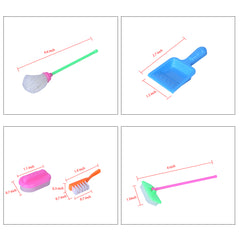 E-TING Miniature Mop Dust Pan, Brush, Broom, Bucket Doll Housework Cleaning Set Dollhouse Garden Accessories for Dolls - E-TING