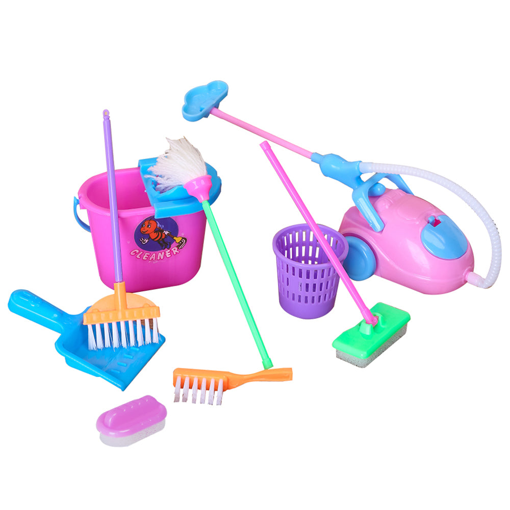 E-TING Miniature Mop Dust Pan, Brush, Broom, Bucket Doll Housework Cleaning Set Dollhouse Garden Accessories for Dolls - E-TING