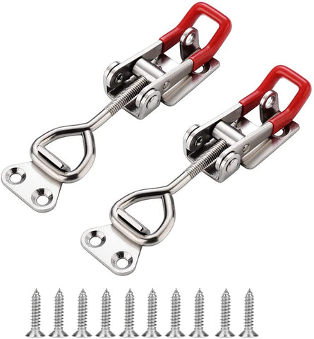 E-TING 2 Pack 4003 Adjustable Toggle Latch Clamp Smoker Latch Clamps 1322Lbs 600Kg Holding Capacity Heavy Duty Large Toggle Latches, Pull Toggle Clamp Latch for Smoker, ToolBox Case etc. - E-TING