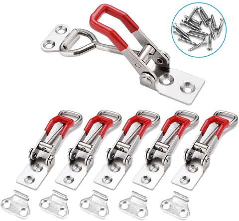 E-TING 6-Pack 4001 330Lbs Holding Capacity Adjustable Toggle Latch Clamp Smoker Latch Clamps 150Kg Quick Release Pull Latch Toggle Clamp for Various Tool Box - E-TING