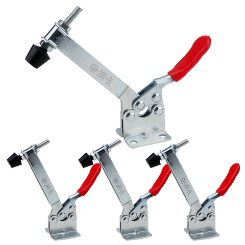 E-TING 4Pcs Hand Tool Toggle Clamp 201B-Upgrade Horizontal Clamp Antislip Quick Release Tool (Longer Toggle Clamp) - E-TING