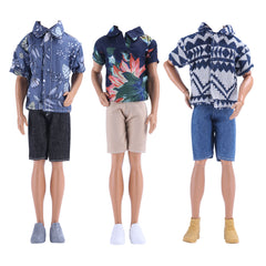 E-TING 3 Sets Casual Wear T-Shirt Jackets Pants Pack Summer Clothes with 3 Pairs Shoes for 12″ Boy Doll - E-TING