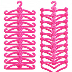 E-TING 50 PCS Pink Plastic Little Hangers for Girl Doll Dress Clothes Gown Doll Clothes Accessories - E-TING
