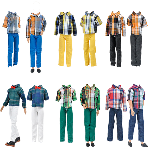 E-TING 10-Item Fantastic Pack = 5 Sets Fashion Casual Wear Clothes Outfit with 5 Pair Shoes for Boy Doll Random Style (Casual Wear Clothes + Military Uniform) - E-TING