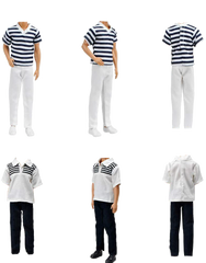 E-TING 10-Item Fantastic Pack = 5 Sets Fashion Casual Wear Clothes Outfit with 5 Pair Shoes for Boy Doll Random Style (Casual Wear Clothes + Military Uniform) - E-TING
