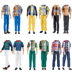 E-TING Lot 10 Items = 5 Sets Fashion Casual Wear Clothes/Outfit with 5 Pair Shoes for boy Doll Random Style (Casual Wear Clothes + Black Suit + Swimwear) - E-TING