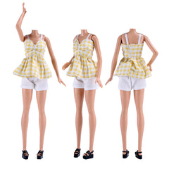 E-TING Lot 10 Items = 5 Sets Doll Clothes Casual Wear Outfit Tops + Pants with 5 Pair Shoes Accessories for 11.5 Inch Girl Doll - E-TING