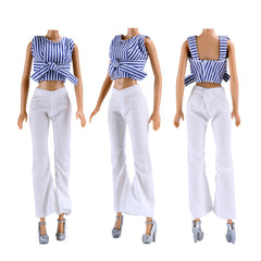 E-TING Lot 10 Items = 5 Sets Doll Clothes Casual Wear Outfit Tops + Pants with 5 Pair Shoes Accessories for 11.5 Inch Girl Doll - E-TING