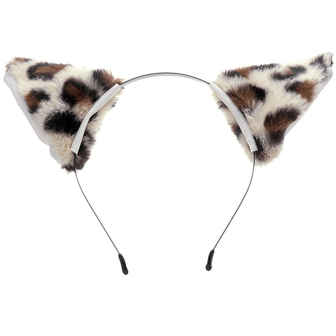 E-TING Cat Fox Fur Ears Hair Clip with Headband Hairband Anime Party Costume Cosplay Accessories (Cute Leopard) - E-TING