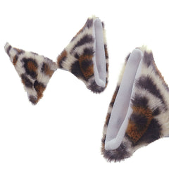 E-TING Cat Fox Fur Ears Hair Clip with Headband Hairband Anime Party Costume Cosplay Accessories (Cute Leopard) - E-TING