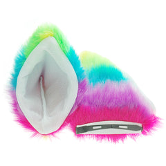 E-TING Cat Fox Fur Ears Hair Clip with Headband Hairband Anime Party Costume Cosplay Accessories (Rainbow) - E-TING