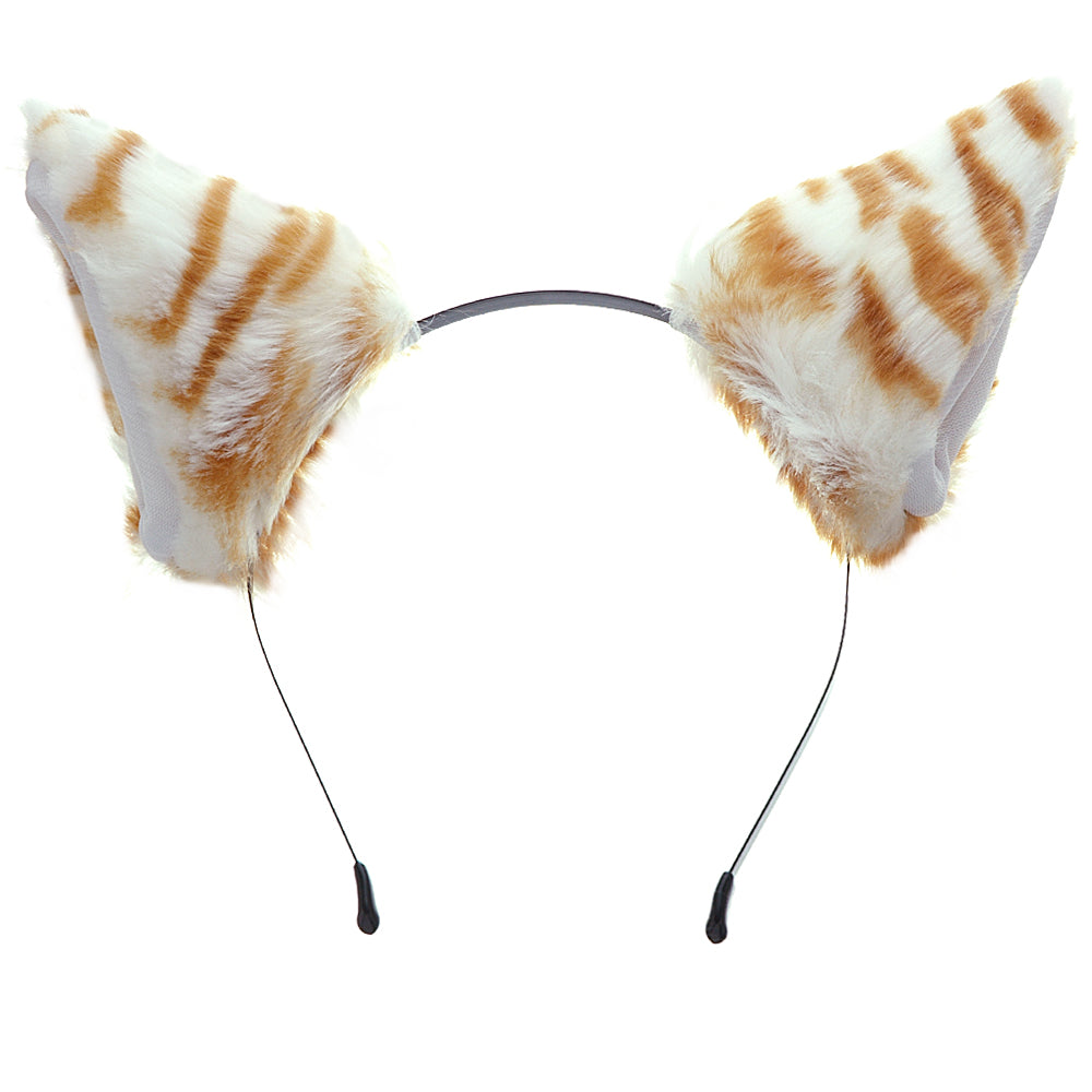 E-TING Cat Fox Fur Ears Hair Clip with Headband Hairband Anime Party Costume Cosplay Accessories (Cute Tiger) - E-TING