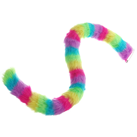 E-TING Cat Tail Long Fur Neko Anime Cosplay Party Costume Lady Girls (Rainbow Tail) - E-TING