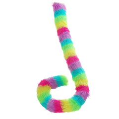E-TING Cat Tail Long Fur Neko Anime Cosplay Party Costume Lady Girls (Rainbow Tail) - E-TING